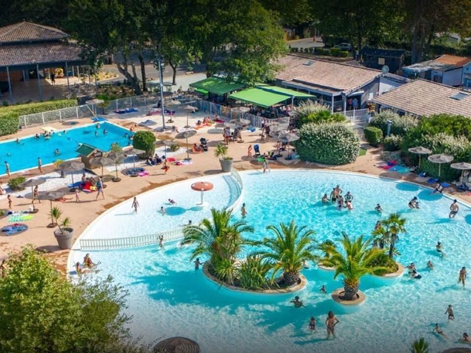 camping verdoyant au bord de la mer