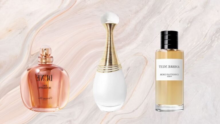 flacons de parfum dior elegants sur fond chic