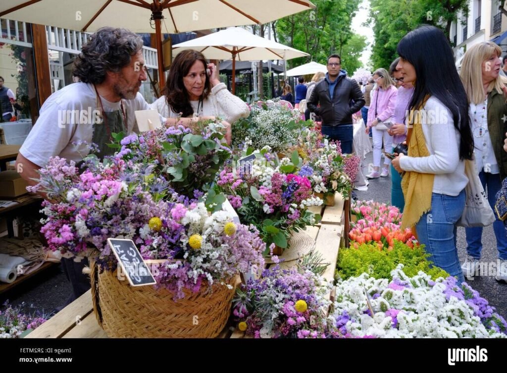 fleuriste colore dans une rue animee