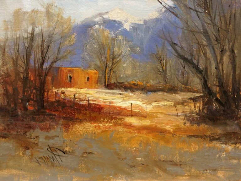 peinture de paysage et architecture rurale