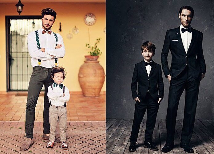 pere et fils en costumes assortis elegants