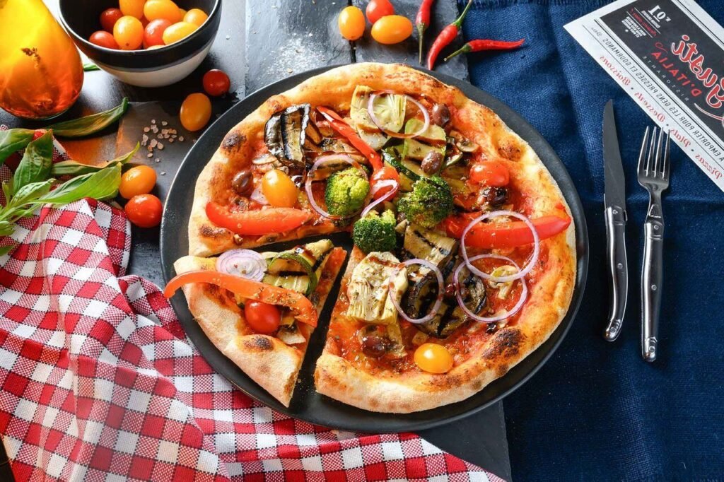 pizzeria contemporaine avec pizzas appetissantes