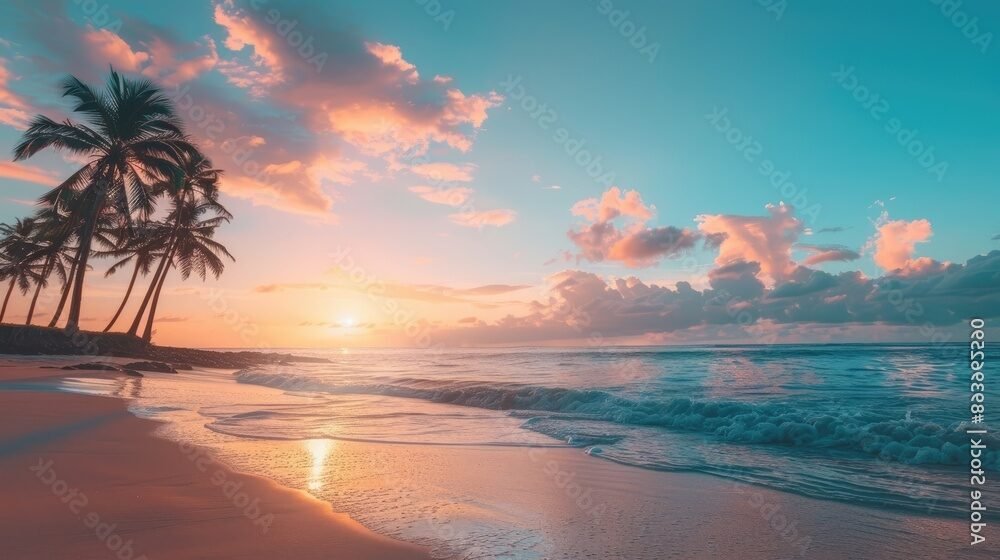 plage sereine au coucher du soleil