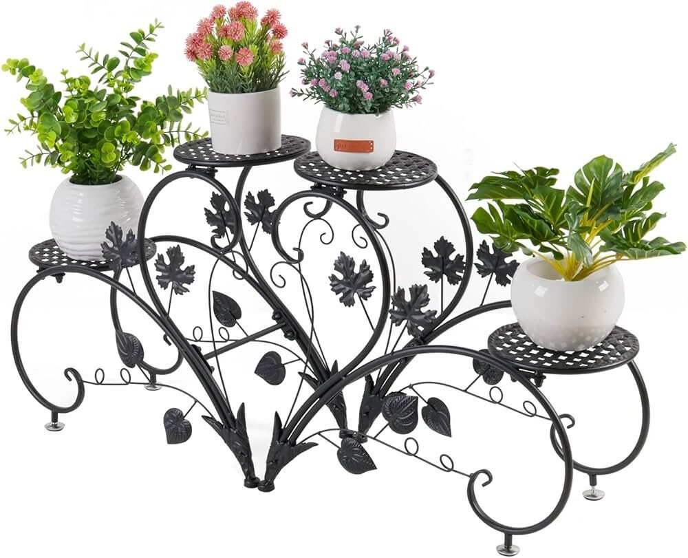 pots de fleurs sur supports en fer forge