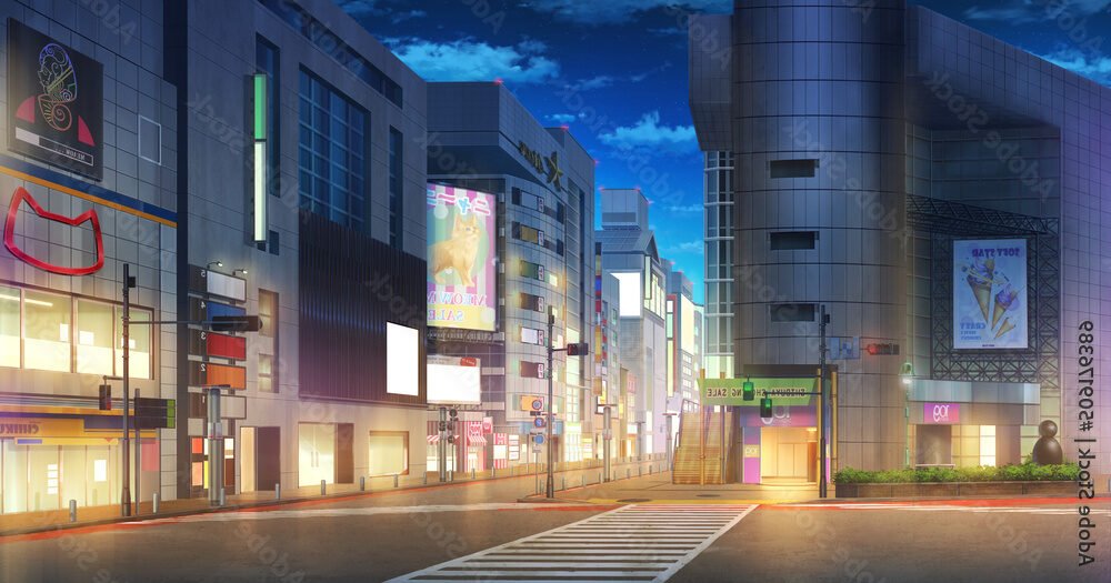 scene nocturne animee de shibuya