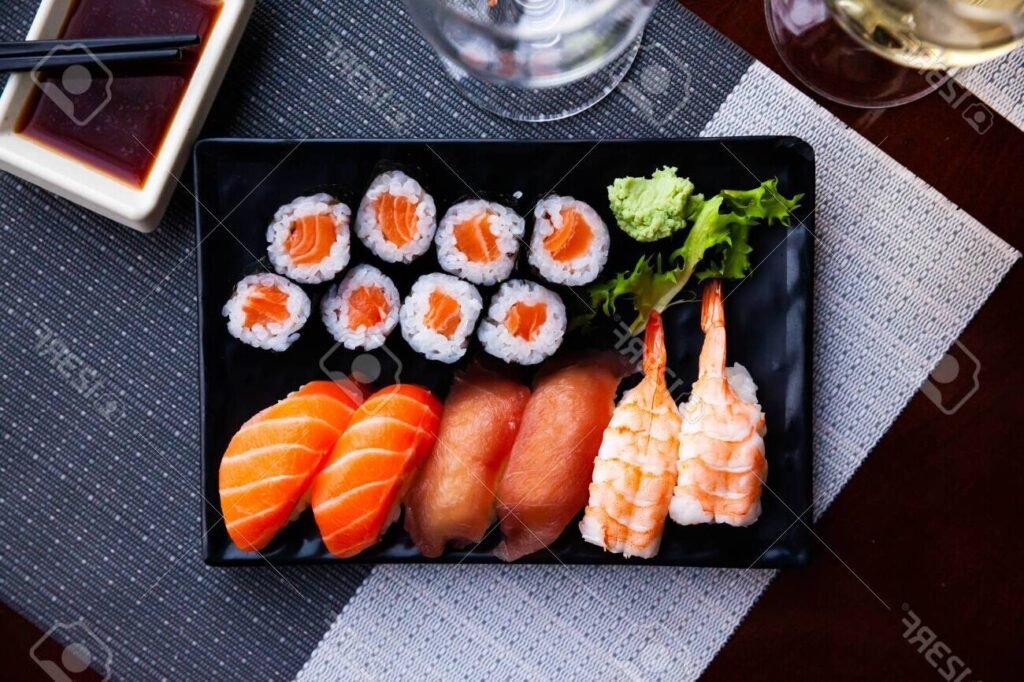 sushi appetissants avec une vue densemble