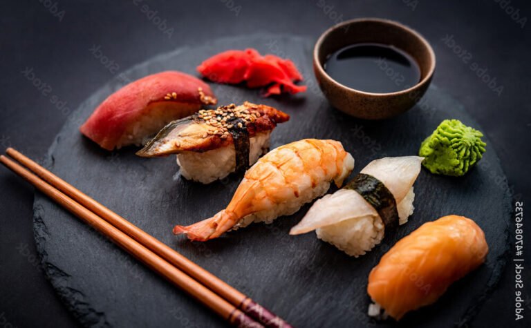 sushi frais sur une table elegante