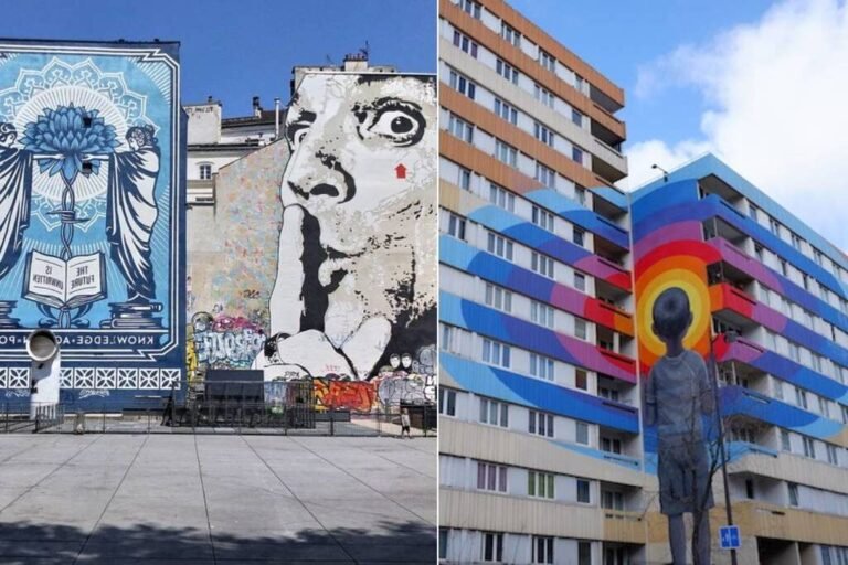 une vue de paris avec des graffitis