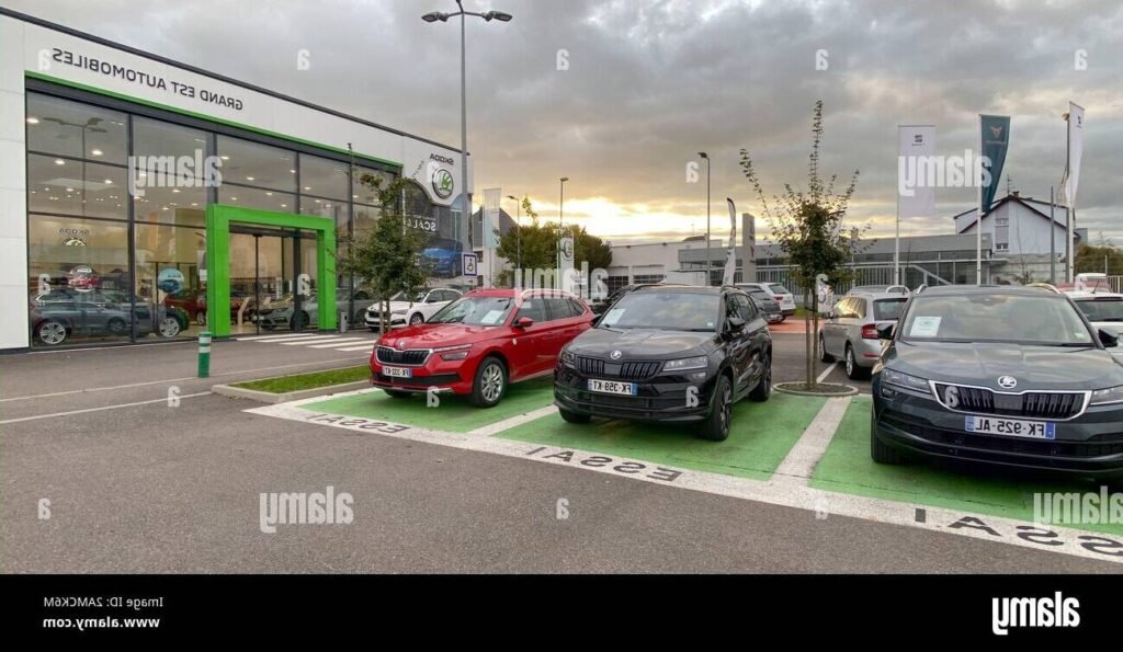 vehicules skoda devant un concessionnaire