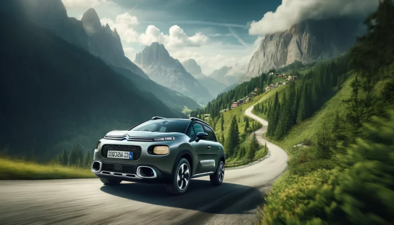 voiture citroen moderne sur route sinueuse