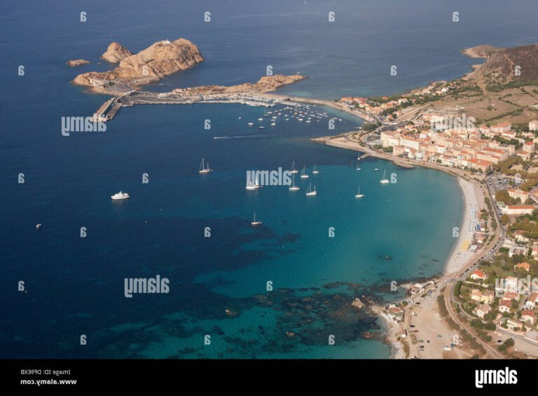 Où se trouve le camping Les Oliviers à l'Île-Rousse 15 vue aerienne de lile rousse et ses plages