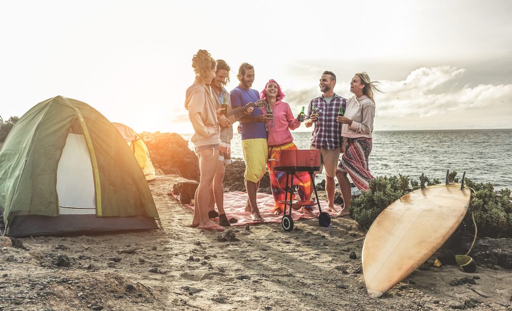 vue densemble du camping au bord de mer